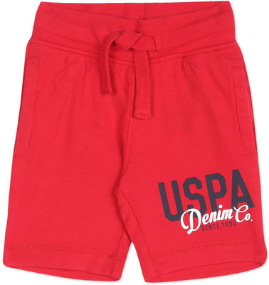 U.S. POLO ASSN. Short For Boys Casual Solid Pure Cotton(Red, Pack of 1)