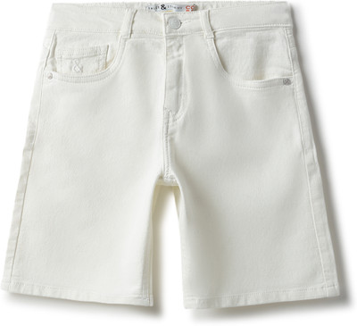 TALES & STORIES Short For Boys Casual Solid Lycra Blend(White, Pack of 1)