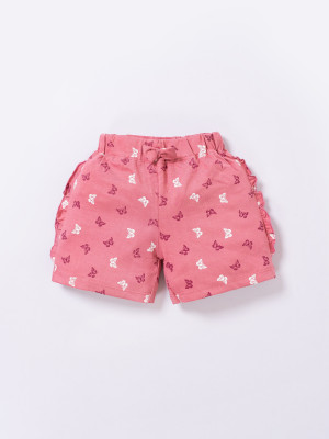 GEMINI LABEL Short For Girls Casual Printed Polycotton(Pink, Pack of 1)