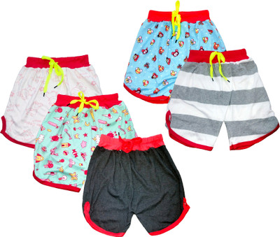 FRANSCART Short For Girls Casual Printed Cotton Blend(Multicolor, Pack of 5)