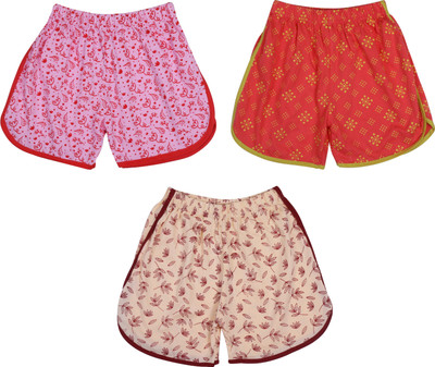 Wee Care Short For Girls Casual Solid Cotton Blend(Multicolor, Pack of 3)
