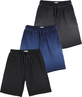 TOTCO Short For Boys & Girls Casual Dyed/Washed Cotton Blend(Black, Pack of 3)