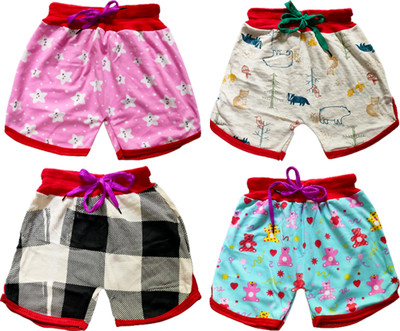 FRANSCART Short For Baby Boys & Baby Girls Casual Printed Cotton Blend(Multicolor, Pack of 4)