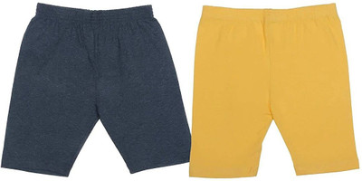NEEORT TREND Short For Girls Casual Solid Pure Cotton(Grey, Yellow, Pack of 2)
