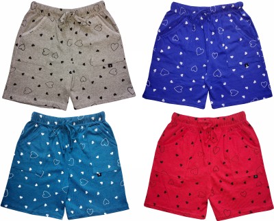 LOVO Short For Boys & Girls Casual Polka Print Cotton Blend(Multicolor, Pack of 4)