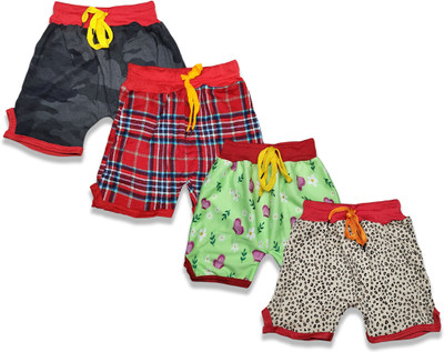 RIKTA TRADING Short For Girls Casual Printed Cotton Blend(Multicolor, Pack of 4)