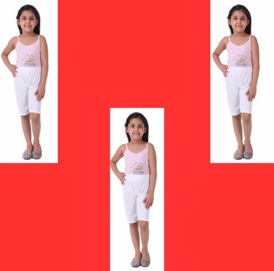 NEEORT TREND Short For Girls Casual Solid Cotton Blend(White, Pack of 1)