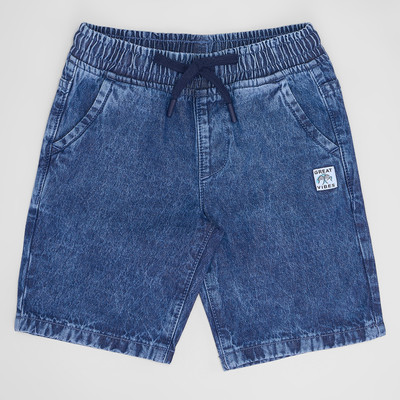 Pantaloons Junior Short For Boys Casual Solid Cotton Blend(Blue, Pack of 1)