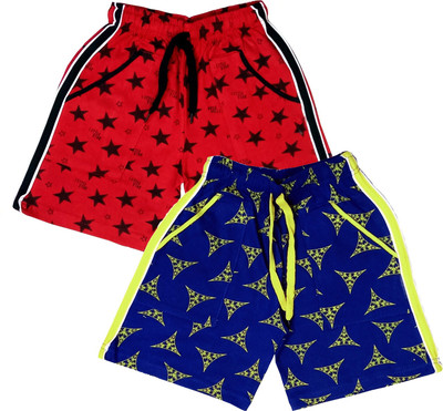 INCRAFTS Short For Boys & Girls Sports Printed Cotton Blend(Blue, Pack of 2)