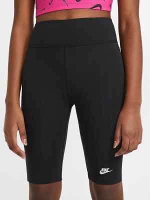 NIKE Short For Boys & Girls Casual Solid Cotton Blend(Black, Pack of 1)