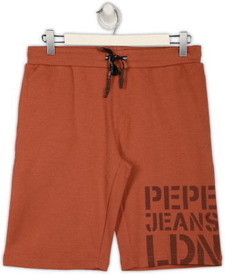 Pepe Jeans Short For Boys Casual Printed Cotton Blend(Red, Pack of 1)