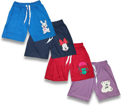 Dattacart Short For Baby Girls Casual Embriodered Cotton Blend(Multicolor, Pack of 4)