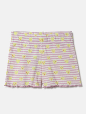 United Colors of Benetton Short For Girls Casual Printed Pure Cotton(Pink, Pack of 1)