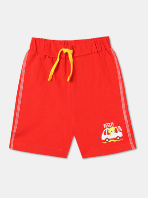 R&B Short For Boys Casual Printed Pure Cotton(Red, Pack of 1)