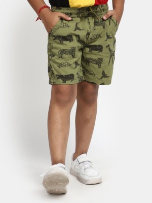 V-MART Short For Boys Casual Printed Cotton Blend(Green, Pack of 1)