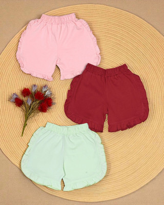 FABROYZ Short For Girls Casual Solid Pure Cotton(Multicolor, Pack of 3)