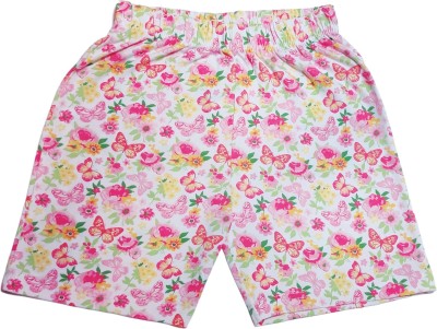 VARNAV Short For Girls Casual Floral Print Pure Cotton(Pink, Pack of 1)