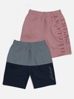Hellcat Short For Boys Casual Printed Cotton Blend(Grey, Pack of 2)