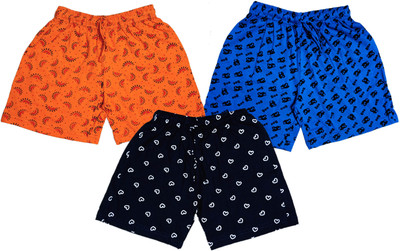 100LUCK Short For Baby Girls Casual Printed Cotton Blend(Multicolor, Pack of 3)
