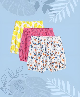 MINI KLUB Short For Baby Girls Casual Graphic Print Pure Cotton(Multicolor, Pack of 3)