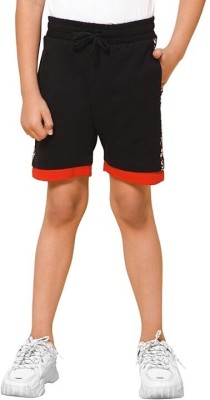 PARSHWANATH Short For Boys Casual Solid Cotton Blend(Black, Pack of 1)