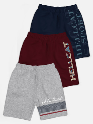 Hellcat Short For Boys Casual Printed Cotton Blend(Multicolor, Pack of 3)