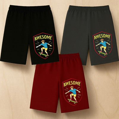 Fashionate World Short For Boys Casual Self Design Pure Cotton(Multicolor, Pack of 3)