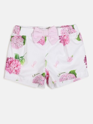 Chicco Short For Baby Girls Casual Floral Print Pure Cotton(White, Pack of 1)