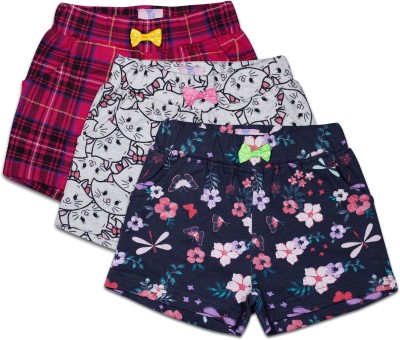 Aatu kutty Short For Girls Casual Printed Pure Cotton(Multicolor, Pack of 3)