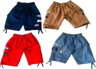 Ps Arts Short For Boys & Girls Sports Solid Cotton Blend(Multicolor, Pack of 4)