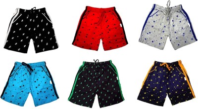 Fashionon Short For Boys & Girls Casual Printed Cotton Blend(Multicolor, Pack of 6)
