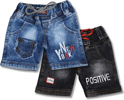 Worton Fashion Short For Boys Casual Embriodered Pure Cotton(Blue, Pack of 2)