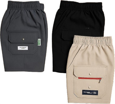 Fragment Short For Boys & Girls Casual Solid Cotton Blend(Multicolor, Pack of 3)