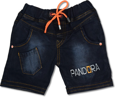 Worton Fashion Short For Boys Casual Embriodered Denim(Dark Blue, Pack of 1)