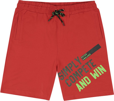 PETER ENGLAND Short For Boys Casual Printed Polyester(Red, Pack of 1)