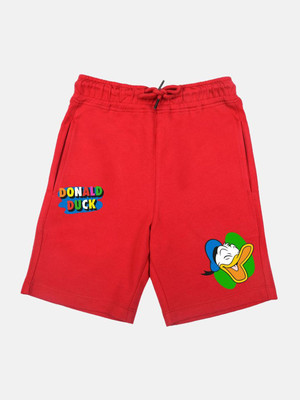 YK Disney Short For Boys Casual Printed Cotton Blend(Red, Pack of 1)