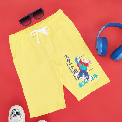 Pantaloons Junior Short For Boys Casual Printed Pure Cotton(Yellow, Pack of 1)