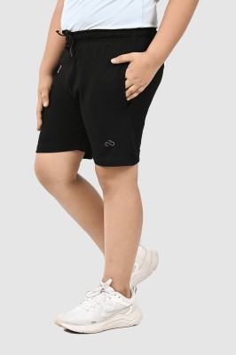 SKYKNIT Short For Boys Casual Solid Cotton Blend(Black, Pack of 1)