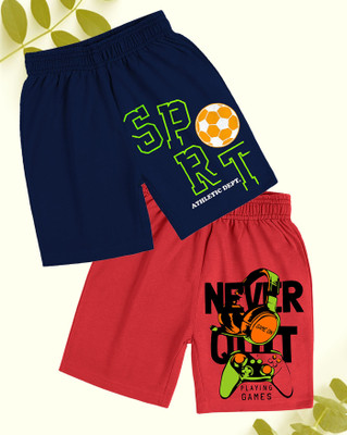 AOOSH Short For Boys Casual Printed Cotton Blend(Red, Pack of 2)