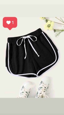 NEHA FASHION Short For Girls Casual Self Design Cotton Blend(Black, Pack of 1)