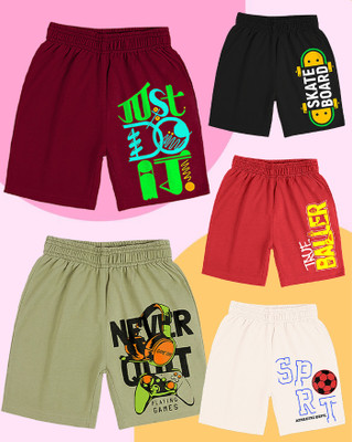 AOOSH Short For Boys Casual Printed Cotton Blend(Beige, Pack of 5)