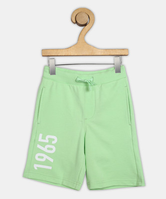 United Colors of Benetton Short For Boys Casual Printed Cotton Blend(Light Green, Pack of 1)