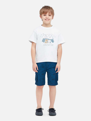 GINI & JONY Short For Boys Casual Printed Cotton Blend(Dark Blue, Pack of 1)