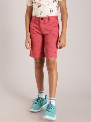 INDIAN TERRAIN Short For Boys Casual Printed Pure Cotton(Red, Pack of 1)