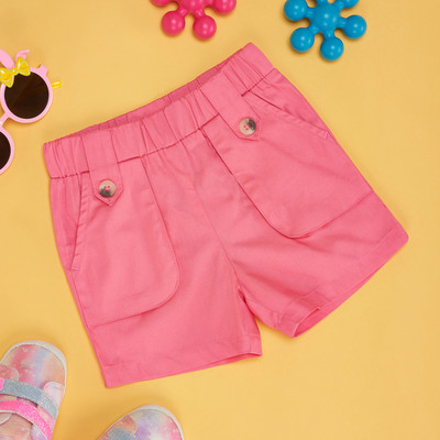 Pantaloons Baby Short For Baby Girls Casual Solid Cotton Lycra(Pink, Pack of 1)