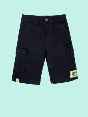 KiddoPanti Short For Boys Casual Solid Denim(Black, Pack of 1)