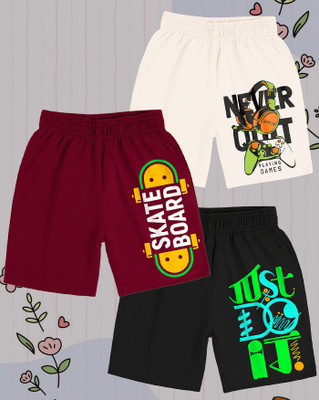 AOOSH Short For Boys Casual Printed Cotton Blend(Multicolor, Pack of 3)