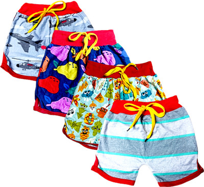 FRANSCART Short For Girls Casual Printed Cotton Blend(Multicolor, Pack of 4)