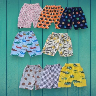 FRANSCART Short For Baby Boys & Baby Girls Casual Printed Cotton Blend(Multicolor, Pack of 8)
