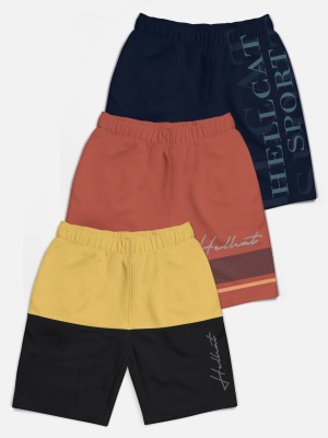 Hellcat Short For Boys Casual Colorblock Cotton Blend(Yellow, Pack of 3)